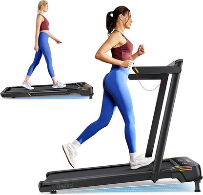 UREVO Walking Pad Treadmill with Incline, 2.5 HP Under Desk Treadmill, Foldable Treadmill for Home Office, Compact Treadmill with LED Display Remote Control 265lbs Weight Capacity