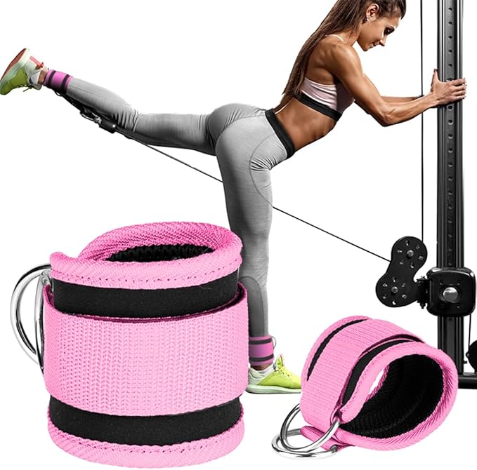 Ankle Straps Ankle Resistance Bands Wrist Cuffs Padded Straps Adjustable Fitness Glute Kickback D-Ring for Cable Machine Gym Foot Leg Training Brace Support 1 Pair