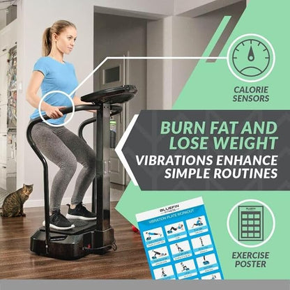 Bluefin Fitness Vibration Platform Pro Model Upgraded Design with Silent Motors and Built in Speakers Build Muscle at Home and Loose Fat