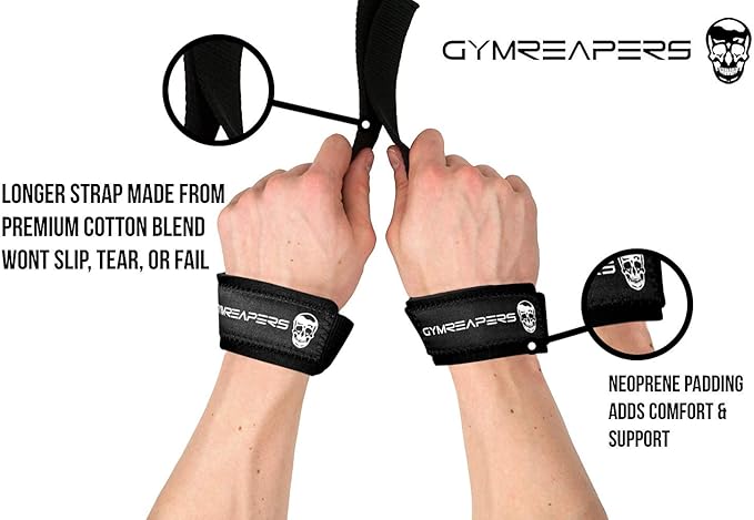 Gymreapers Lifting Wrist Straps for Weightlifting, Bodybuilding, Powerlifting, Strength Training, & Deadlifts - Padded Neoprene with 18 inch Cotton