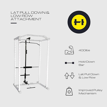 HulkFit Pro Series Multifunctional Adjustable Home Gym Exercise Equipment Power Cage Squat Rack with Attachments and Accessories for Bench Press, Squats, & Deadlifts - Multicolor