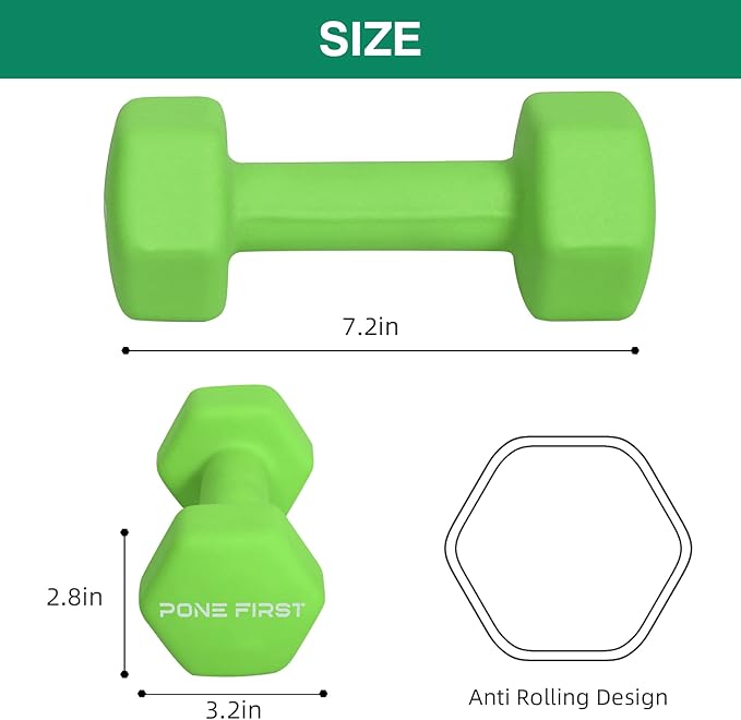 Dumbbell Hand Weight Pairs – Neoprene Dumbbell Exercise & Fitness For Home Gym Equipment and Adjustable Dumbbell Sets–Non-Slip, Color Coded Hex Shaped Free Weights For Women,Men 2LB 3LB 5LB 8LB 10LB Pounds