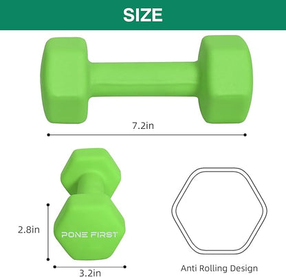 Dumbbell Hand Weight Pairs – Neoprene Dumbbell Exercise & Fitness For Home Gym Equipment and Adjustable Dumbbell Sets–Non-Slip, Color Coded Hex Shaped Free Weights For Women,Men 2LB 3LB 5LB 8LB 10LB Pounds