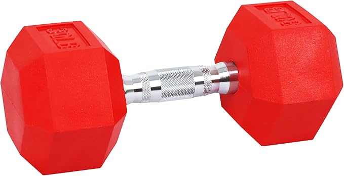 Signature Fitness Colored Rubber Coated Hex Dumbbell Weight Set,Multiple Packages