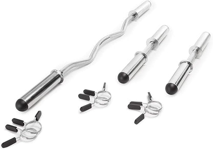 Marcy Hollow Curl Bar and Dumbbell Handle Set with Spring Collars