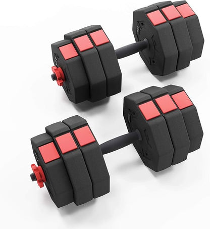 soges Adjustable Dumbbells Set, Iron sand mixture Octagonal designed Weights Dumbbells Set, Anti rolling Fitness Dumbbells HSYL001-30 Black