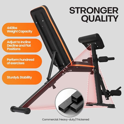 Panana Multi-Functional Gym Bench Adjustable Weight Bench Workout Bench Exercise Strength Versatile Training Fitness Equipment Roman Chair for Hyper Back Extension Home Gym