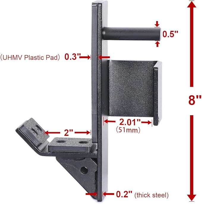 SYL Fitness J-Hooks for Squat/Power Rack - Available in 2"x2" and 3"x3", Heavy Duty J-Cups Barbell Holder with UHMV Pads