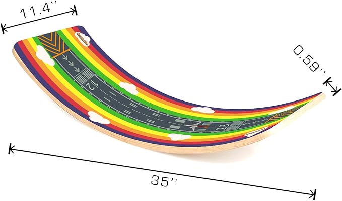 35 Inch Wooden Balance Board Wobble Board for Kids Toddlers, Teens, Adults, Wood Kids Toys for Kids - Wobble Balance Board Kids - Kids Wooden Toys - Montessori Waldorf Learning Toys Rocker