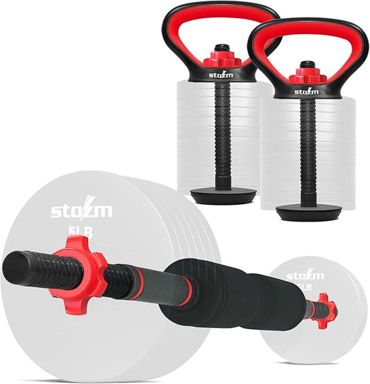 STOZM Weightlifting Accessories Set – Adjustable Fitness Set with 2X Kettlebell Handles & Base, 2X Dumbbell Handles, 4X Screw Nuts, 1x Dumbbell Connector for Weightlifting