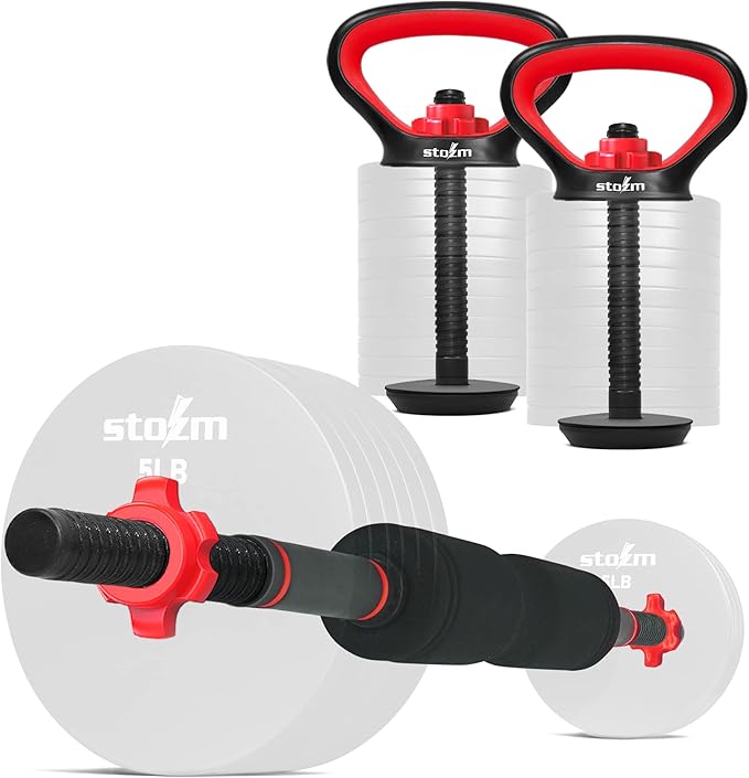 STOZM Weightlifting Accessories Set – Adjustable Fitness Set 2X Kettlebell 2X Dumbbell 4X Screw 1x Dumbbell