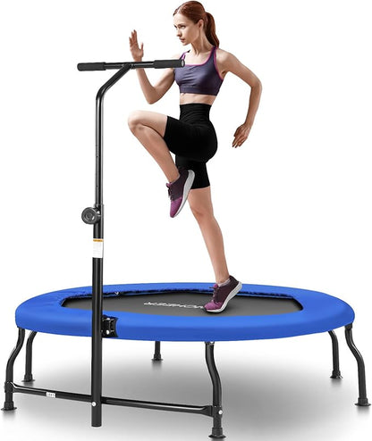 ANCHEER 50" Rebounder Trampoline for Adults- 2025 Foldable Mini Trampoline with Bar- Exercise Trampoline for Adults, Max Load 450lbs/550lbs, for Indoor/Garden Workout