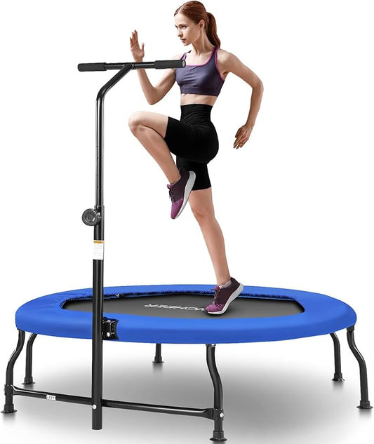 ANCHEER 50" Rebounder Trampoline for Adults- 2025 Foldable Mini Trampoline with Bar- Exercise Trampoline for Adults, Max Load 450lbs/550lbs, for Indoor/Garden Workout