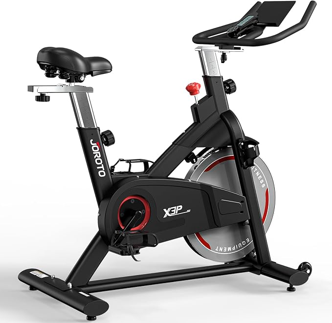 JOROTO Exercise Bike - Stationary Bikes for Home with Magnetic Resistance Heavy Flywheel Indoor bike with Silent Belt Drive Indoor Cycling Bike 350 LBS - 2023 Newest Version