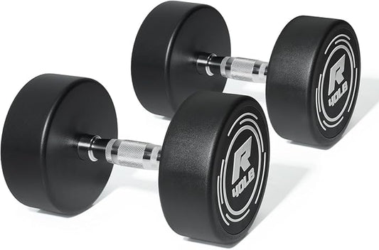 Ritfit 5-250 LBS PVC Encased Round Dumbbell sets with Knurled Handle and Optional Rack, Strength Training Equipment for Home Gym