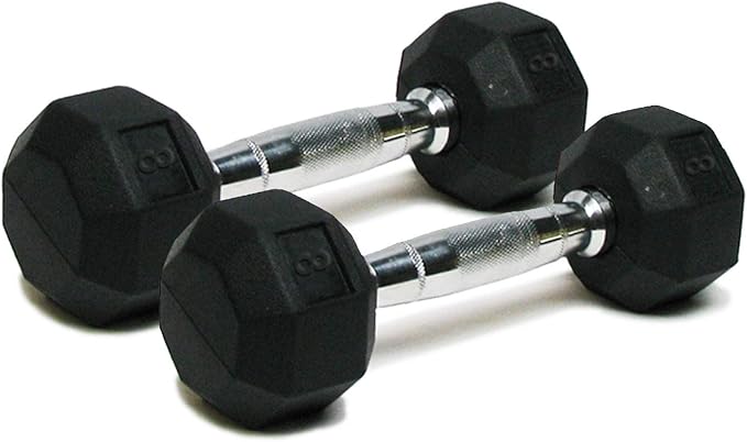 Dumbbells Hand Weights Set of 2 - Rubber Hex Chrome Handle Exercise & Fitness Dumbbell for Home Gym Equipment Workouts Strength Training Free Weights for Women, Men