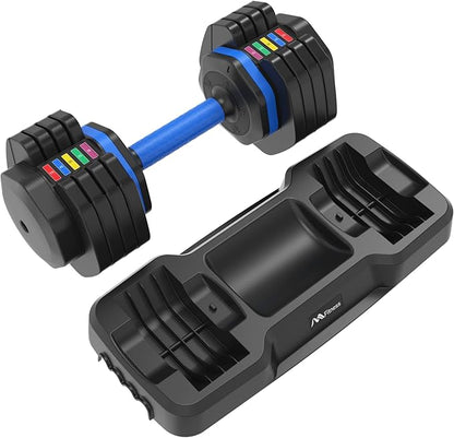 EMKK Adjustable Dumbbell - 55lb x2 Dumbbell Set of 2 with Anti-Slip Handle, Fast Adjust Weight by Turning Handle with Tray, Exercise Fitness Dumbbell Suitable for Full Body Workout