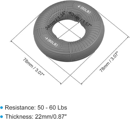 uxcell Hand Grip Strengtheners, 3.07" 50-60 Lbs Silicone Rings Fingers Forearms Exercises Grip Trainer for Rock Climbing Athletes Workout, Gray