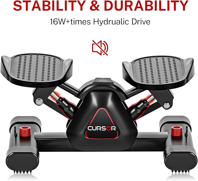 CURSOR FITNESS Twist Steppers for Exercise, Mini Stair Stepper, Desk Step Machine with Dual Resistance Bands, Full Body Cardio Workout Equipment, 300 LBS Capacity for Home Exercise