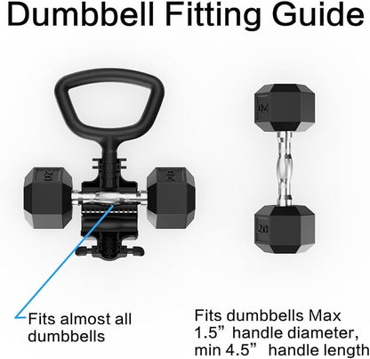 Dumbbell Kettlebell Converter by SEWD – Convert Dumbbells into Kettlebell for Home Gym Fitness – Adjustable Weights & Up to 220LB Capacity Kettlebell Handle for Weight Lifting, 90-Degree Rotating Handle.