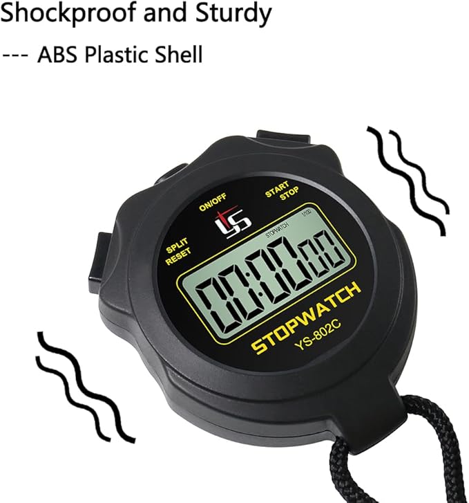 Digital Stopwatch Timer Only Stopwatch with On/Off, No Clock No Date No Countdown Silent Easy Use, Basic Sport Stopwatch for Kids Coaches Running Swimming, Yellow