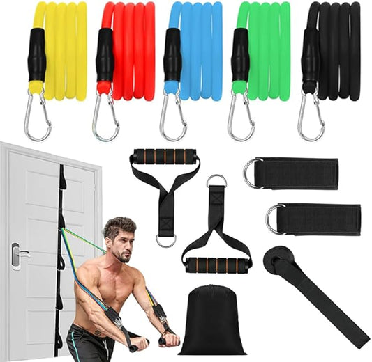 Resistance Bands Set for Men and Women - Exercise Bands with Handles, Door Anchor, Ankle Straps - Perfect for Heavy Resistance Training, Physical Therapy, Yoga, Home Workouts - Shape Your Body