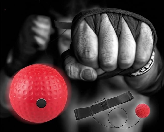 Boxing Reflex Ball with 3 Sets of Hand Protective Boxing Bandages, Boxing Training Balls, and MMA Speed Training is Suitable for Adults/Children