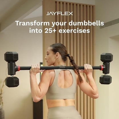 Jayflex Hyperbell Dumbbell Converter - Convert Dumbbells to Barbell Set and Kettlebell for Home Fitness - Adjustable & Up to 200 lb Capacity Weight Barbell for Weight Lifting