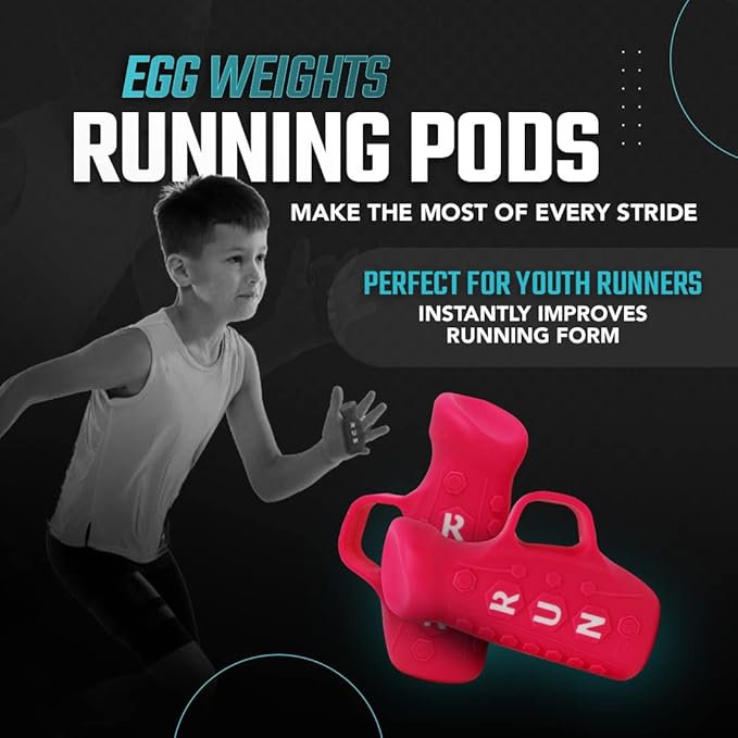 YOUTH Gripped Running Pods Handheld Weights Set Ergonomic with Anti-Slip Silicone Grip for Kids. PERFECT for Youth Sports Training - 2 Pods, 0.5 lbs each