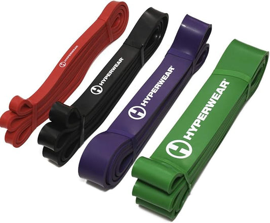 Hyperwear Heavy Resistance Bands, Super Bands Resistance Bands, Pull Up Bands, Pull Up Assistance Bands, Super Band Exercise Set of 4 Thick Bands