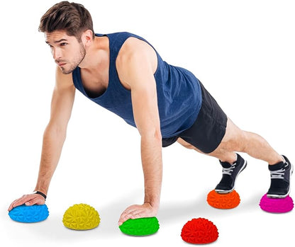 Yes4All Hedgehog Balance Pods for Exercise, Core Body Balancing, Balance Pods for Kids & Adults with Hand Pump - Set of 6