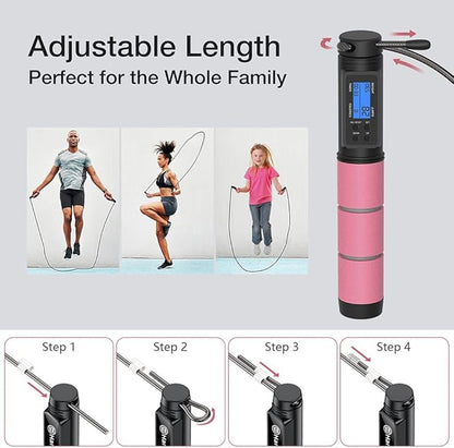 Jump Rope, H Handio Jump Rope with Counter, Workout Jumping Rope with Steel Ball Bearings, Adjustable Length Speed Skipping Rope for Men Women Kids Home Gym, Crossfit, Fitness Exercise