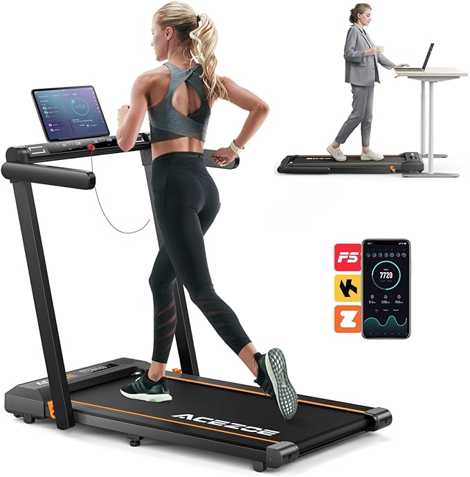 2 in 1 Foldable Treadmill for Home, Under Desk Treadmill with 12 HIIT Modes, Workout APPs and Touch Screen, 2.5HP Walking Treadmill for Home Office, 265lbs Capacity, Installation-free