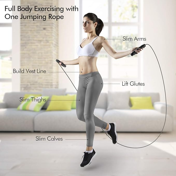 Jump Rope, Tangle-Free Rapid Speed Jumping Rope Cable with Ball Bearings for Women, Men, and Kids, Adjustable Steel Jump Rope Workout with Foam Handles for Fitness, Home Exercise & Slim Body