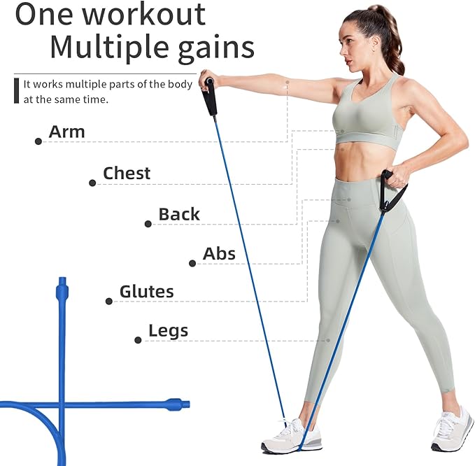 Resistance Bands with Handles, Single Resistance Tubes, Workout Bands with Handles, Durable Exercise Band for Stretching, Home Workouts, Physical Therapy, Fitness, Natural latex