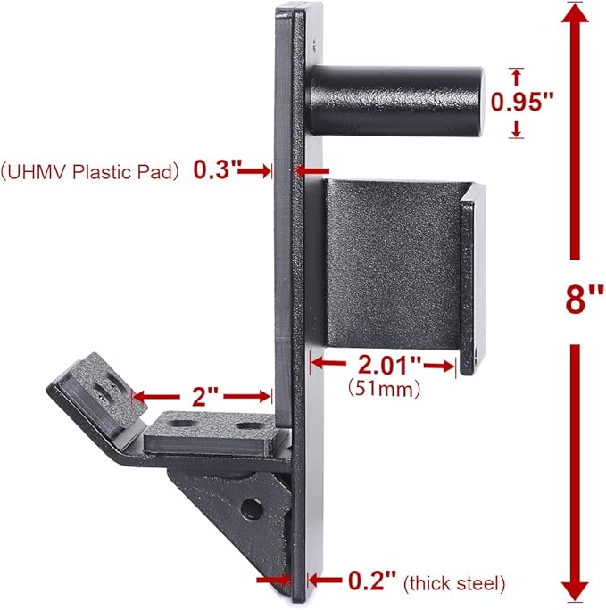 SYL Fitness J-Hooks for Squat/Power Rack - Available in 2"x2" and 3"x3", Heavy Duty J-Cups Barbell Holder with UHMV Pads