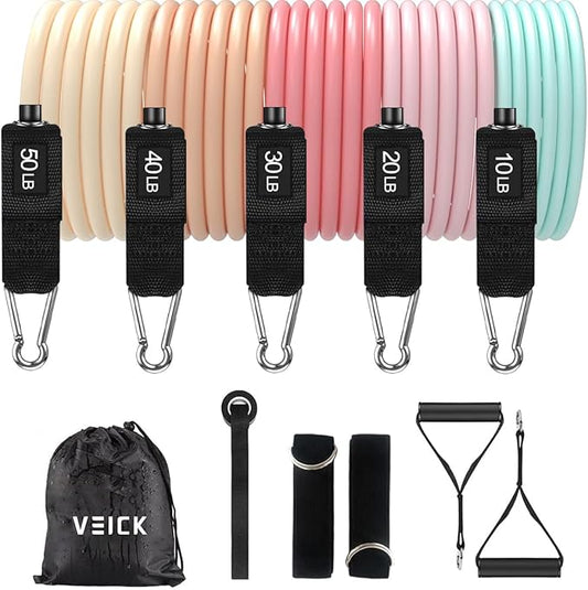 VEICK Resistance Bands, Exercise Bands, Workout Bands, Resistance Bands for Working Out with Handles for Men and Women, Exercising Bands for Fitness Weights Work Out at Home