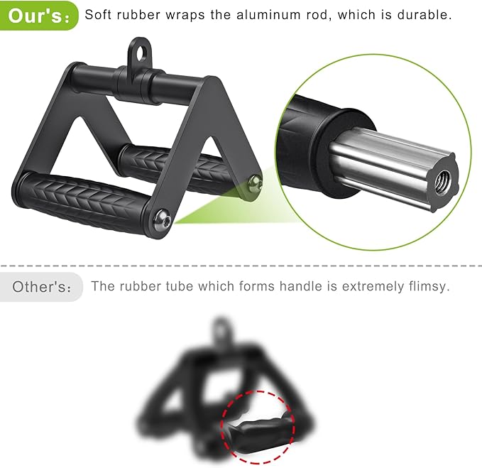 Heavy Duty Double D Handle, V Bar Cable Attachment, Row Attachment for Cable Machine, Non-Slip and Comfortable, Solid Aluminum Alloy Grip, Cable Machine Accessories for Home Gym…