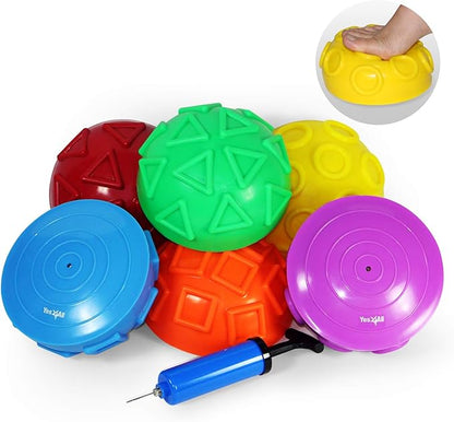 Yes4All Hedgehog Balance Pods for Exercise, Core Body Balancing, Balance Pods for Kids & Adults with Hand Pump - Set of 6