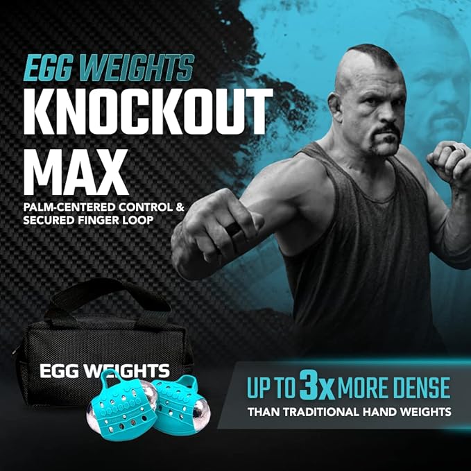 Egg Weights Knockout Max 5.0 lbs Set Bismuth Hand Weights with Anti-Slip Silicone Rubber Finger Loop for Shadowboxing, Kickboxing for Men and Women - 2 Eggs, 2.5 lbs Each + Free E-Book Workout Guide