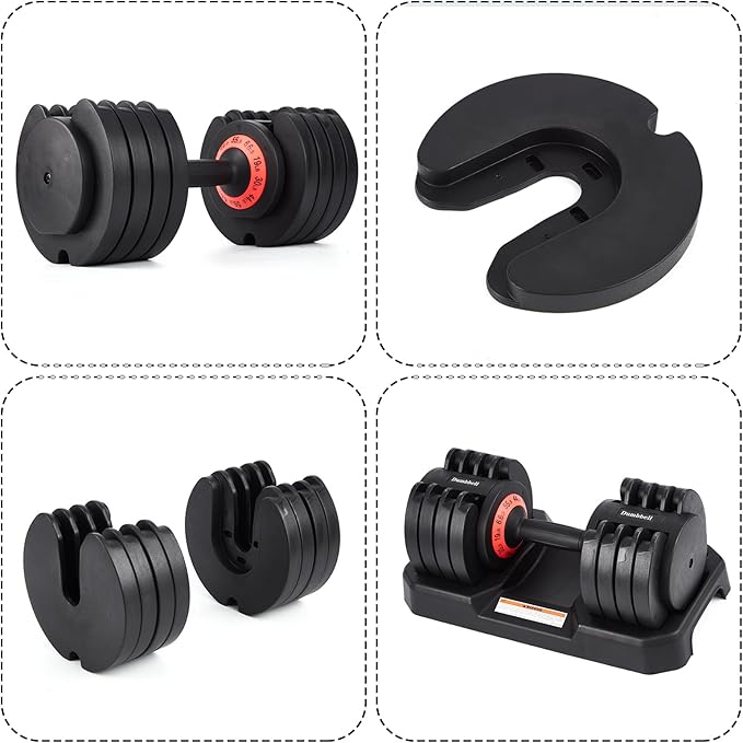 Adjustable Dumbbell Set 25/55LB Dumbbell Weights, Free Weights Dumbbell with Anti-Slip Handle, Suitable for Home Gym Full Body Workout Fitness