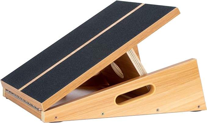 StrongTek Professional Wooden Slant Board, Adjustable Incline Board and Calf Stretcher, Stretch Board - Extra Side-Handle Design for Portability