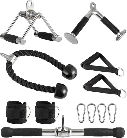 Triceps Pull Down Cable Machine Attachments for Home 7 Piece