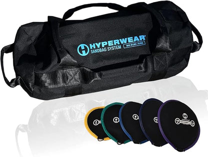 HYPERWEAR Adjustable Sandbag System - Heavy-Duty Workout Sandbags with Handles and Pre-Filled SandBells (25lb, 40lb, 80lb, 160lb)