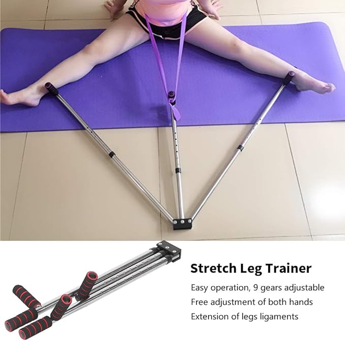 RiToEasysports Stretch Leg Trainer Stainless Steel Foldable 3 Bar Leg Stretcher Machine for Yoga Dance Ligament Training Equipment