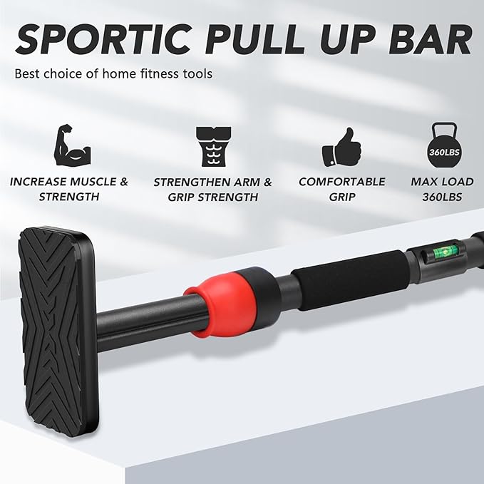 Pull Up Bar for Doorway -Pull Up Bar for Strength Training Chin up Bar without Screws - Pull-Up Bar for Upper Body Workout - Portable Pullup Bars with All Accessories