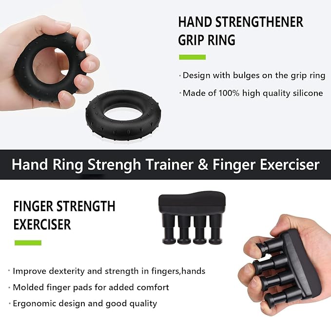 Hand Grips Strengthener Set, 7 Pack Hand Grip Trainer, Forearm Strengthener Training Workout Kit, Adjustable Hand Gripper, Finger Strengthener, Finger Exerciser, Ring Gripper, Stress Relief Ball