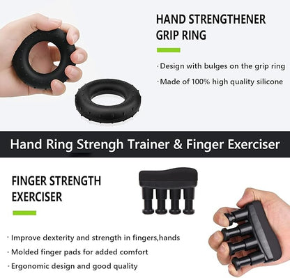 Hand Grips Strengthener Set, 7 Pack Hand Grip Trainer, Forearm Strengthener Training Workout Kit, Adjustable Hand Gripper, Finger Strengthener, Finger Exerciser, Ring Gripper, Stress Relief Ball