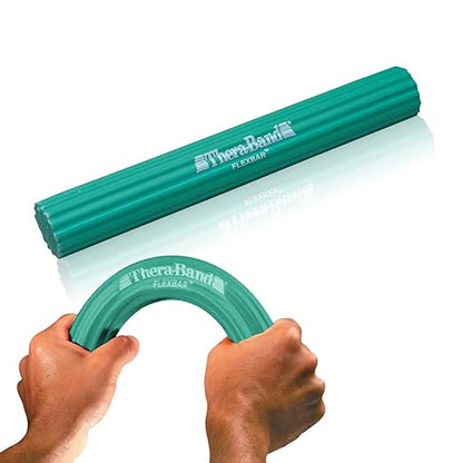 THERABAND FlexBar, Tennis Elbow Therapy Bar, Relieve Tendonitis Pain & Improve Grip Strength, Resistance Bar for Golfers Elbow & Tendinitis, Green, Medium, Intermediate