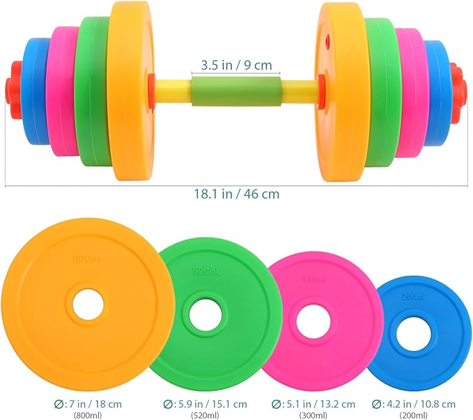 TOYANDONA Kids Weight Set, Toy Dumbbells Adjustable Plastic Dumbbells Fun Fitness and Exercise Equipment for Kids Boys Girls